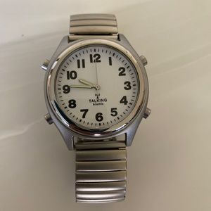 NEW Talking Atomic Watch - Unisex - Silver Stretch Band